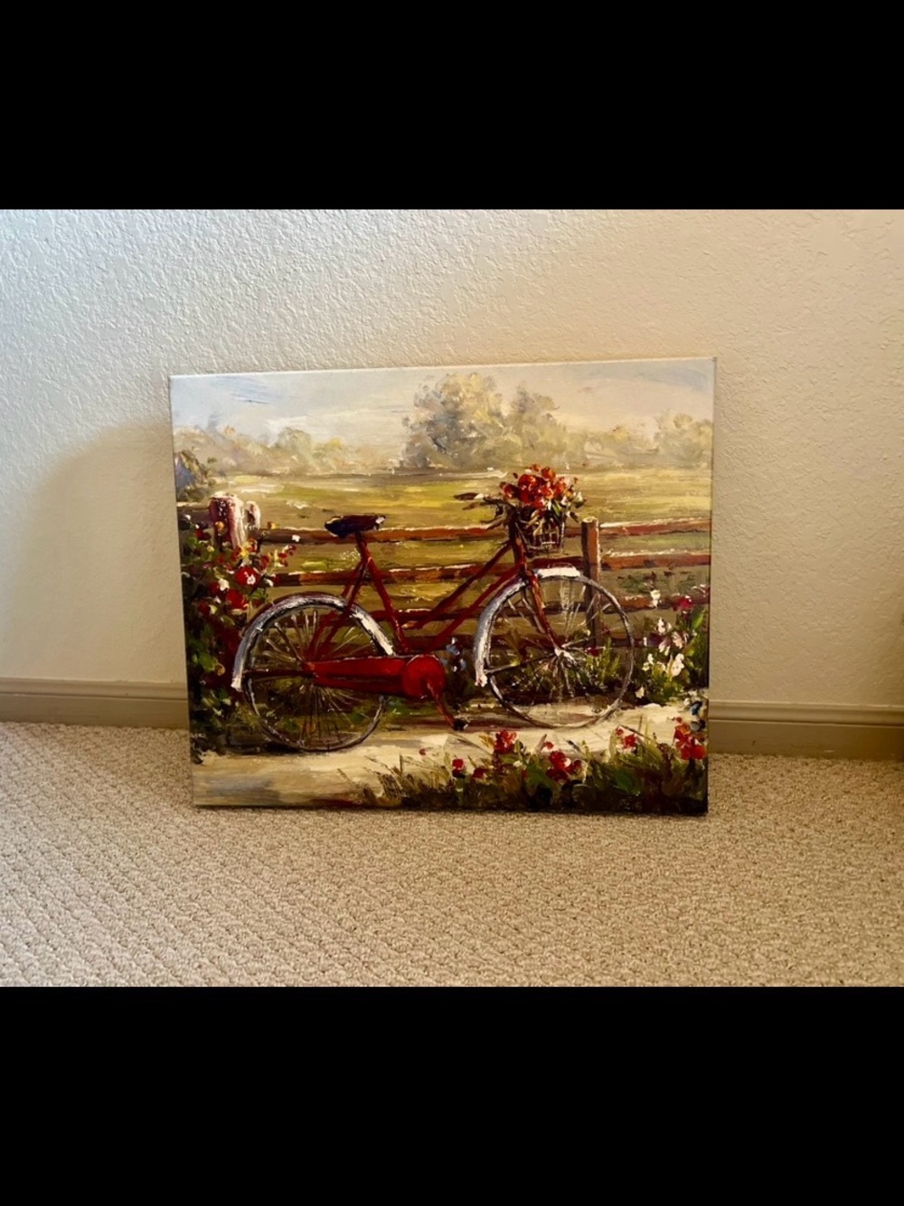 Red Bicycle Canvas Art Print - with textured details-Charming Home Wall Decor